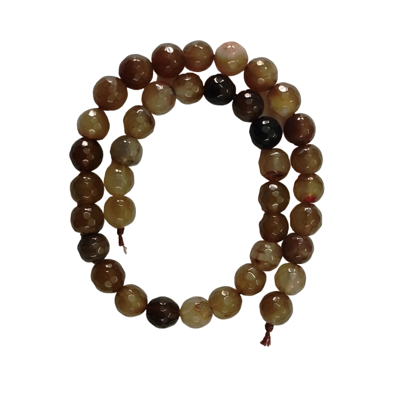 Semi Precious Double Shade Light Brown with Half White Zed  Agate Beads