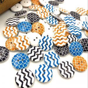 Mixed Round Geometric Pattern Wooden Buttons