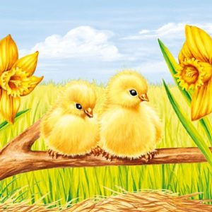 Yellow Chicks In The Garden Decoupage Napkin