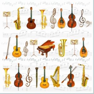 Music Instruments Decoupage Napkin