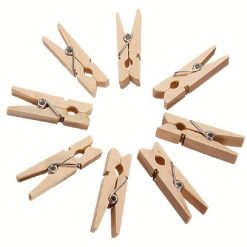 Natural Colour Wooden Clothespin Clips