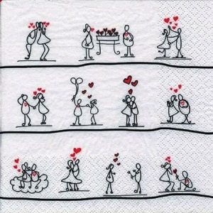 Cartoon Love Story Decoupage Napkin