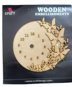 Laser Cut Clock Pattern With Butterfly Wooden Embellishment