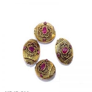 Victorian Beads - Oval With Pink Stone