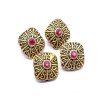 Victorian Beads - Square With Pink Stone