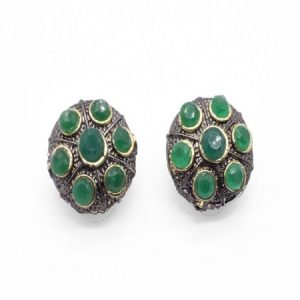 Victorian Beads - Round Green Stone