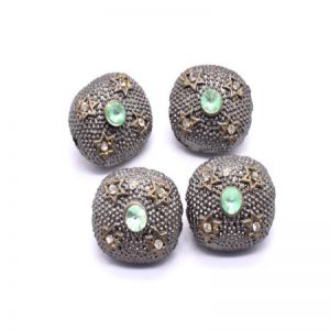 Victorian Beads - Oval  Parrot Green Stone