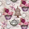 Vintage Tea Pot Roses With Cage Decoupage Napkin