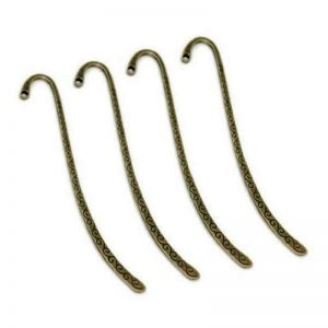 Swirl Design Curved Hooks Carved Bronze Bookmark