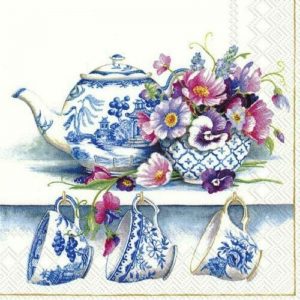 Tea Pot With Flowers Decoupage Napkin