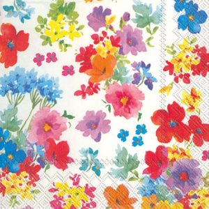 Mixed Colour Painted Flowers Decoupage Napkin