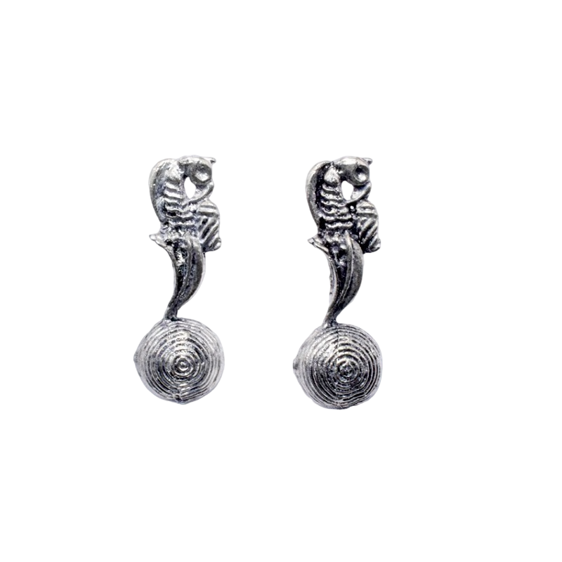 German Silver Half Round With Pecocok Double Hole Spacer Bead