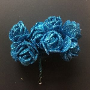 Glitter Foam Rose Flowers - Blue