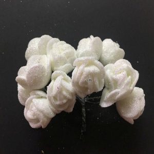 Glitter Foam Rose Flowers - White