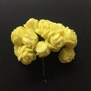 Glitter Foam Rose Flowers - Lemon Yellow