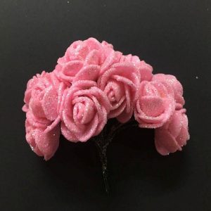 Glitter Foam Rose Flowers - Pink