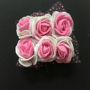 Glitter Foam Rose Flowers -Pink And White