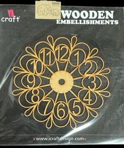 Laser Cut Clock Pattern Wooden Embellishment