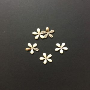Enamel Flower Embellishment - White With Stones