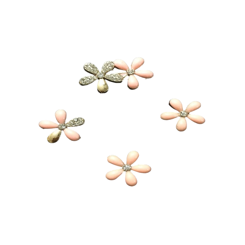 Enamel Flower Embellishment - Peach With Stones