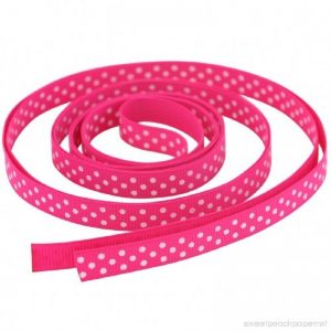 Polka Dots Florescent Pink Grosgrain Ribbon