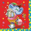 Elephant With Popcorn Decoupage Napkin