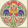 Two Rooster In Round Cutout Decoupage Napkin