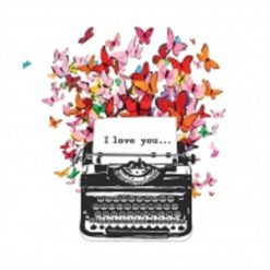 Colorful Butterflies With Type Writer Decoupage Napkin
