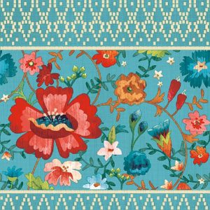 Flowers In Blue Background Decoupage Napkin