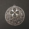 German Silver Circle With flowers Pattern Pendant