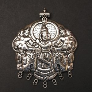 German Silver Krishna Pattern Pendant