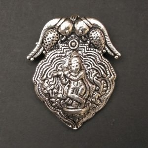 German Silver Krishna Pattern Pendant