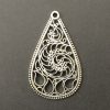 German Silver Tear Drop with Flower Pattern Pendant