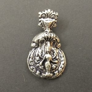 German Silver Lakshmi With Snake Pattern Pendant