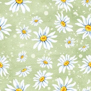 Daisy Flowers In Green Background Decoupage Napkin