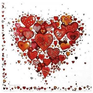 Heart Collage Background Decoupage Napkin