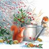 Squirrel And Robin Bird Decoupage Napkin
