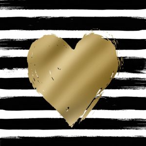Black And White Stripes With Heart Decoupage Napkin