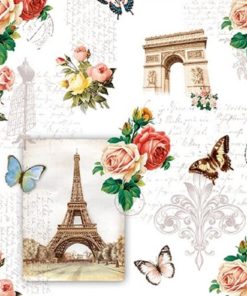 Eiffel Tower With Flower Decoupage Napkin