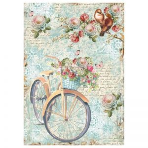 Stamperia Rice Paper -  Bike And Branch With Flowers