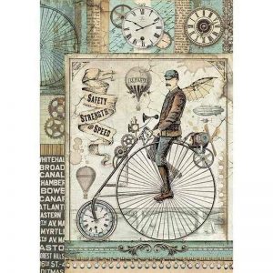 Stamperia Rice Paper -  Voyages Fantastiques Retro Bicycle