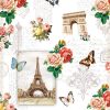 Eiffel Tower With Roses And Butterflies Decoupage Napkin