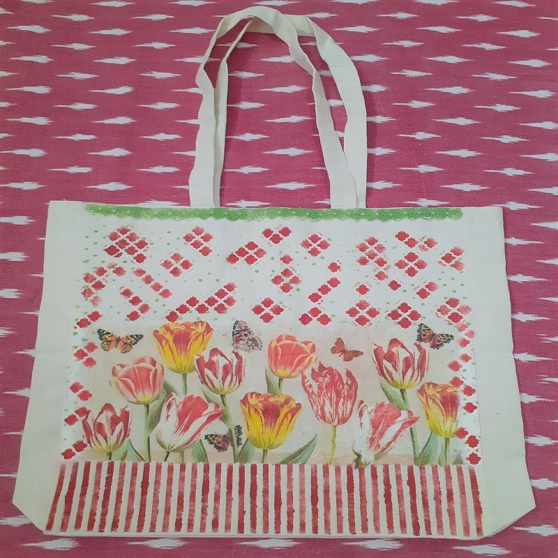 Decoupage on Canvas Tote Bag by Vidhu Thareja