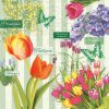 Tulip Flowers In Green Background Decoupage Napkin