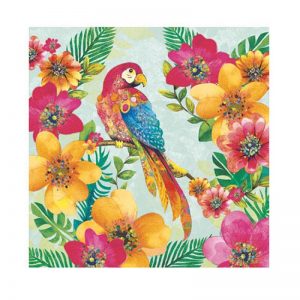 Tropical Parrot With Flowers Decoupage Napkin