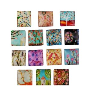 Plant Pattern Square Glass Cabochons