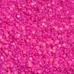 Faux Half Pearl Embellishments - Hot Pink