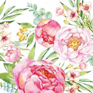 Pink Flowers Decoupage Napkin