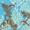 Birds With Ornaments Blue Background Decoupage Napkin