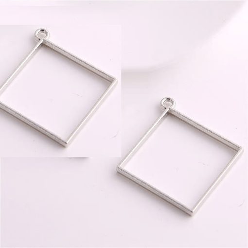 Antique Silver Square Pendant Blank Frame